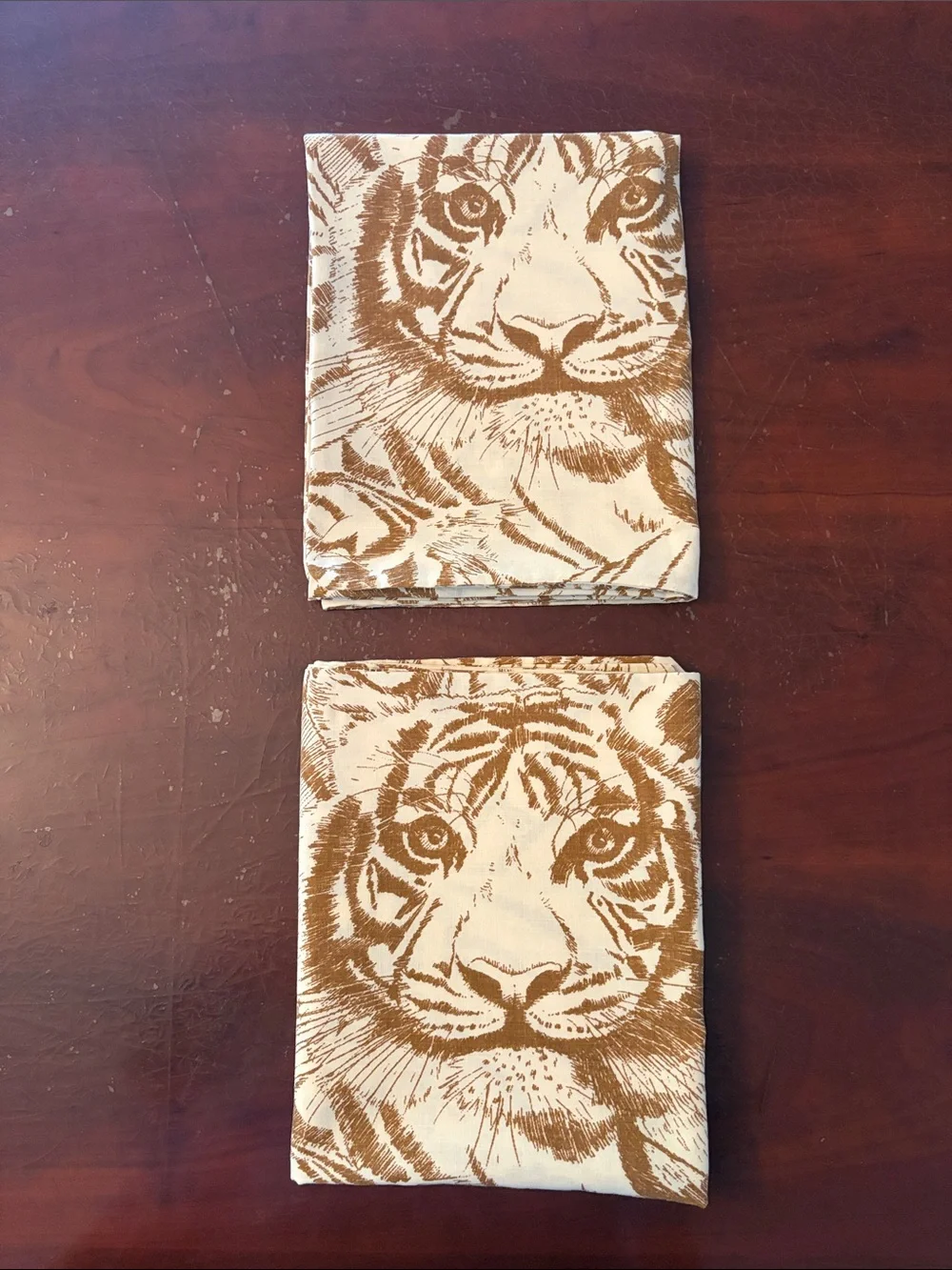 Set of 2 Vintage PERMA PREST Tiger Print Standard Pillowcase Cotton Blend